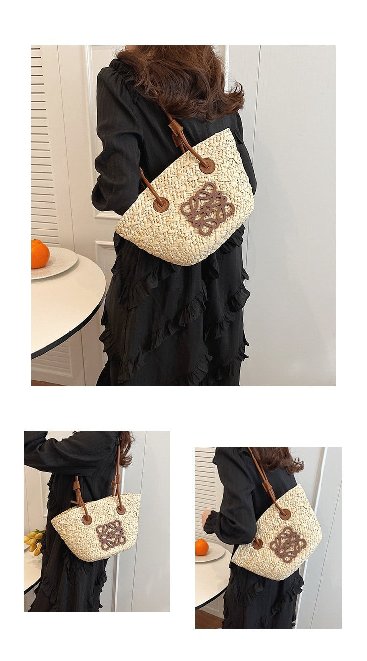 Monogram Woven Tote Bag