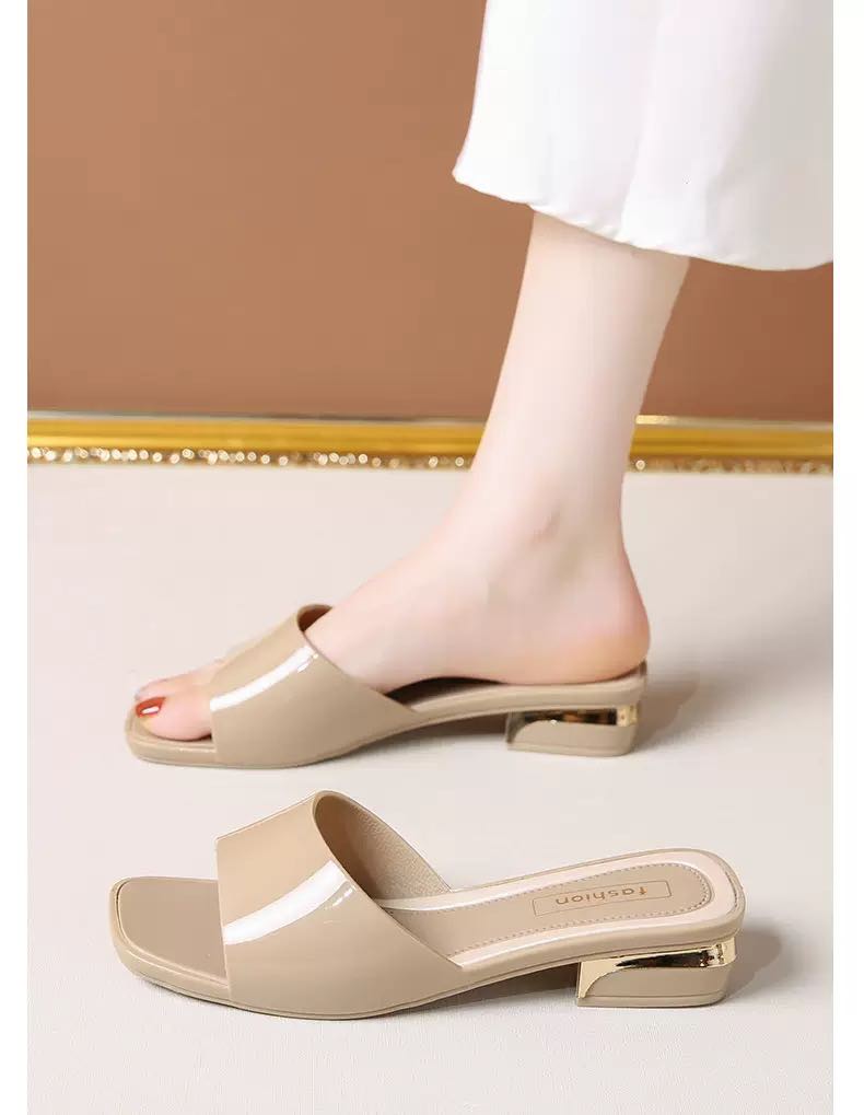 Elegant Low-Heel Slip-On Sandals for Women