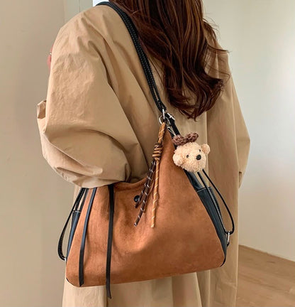 Premium Suede Leather Shoulder Tote Bag