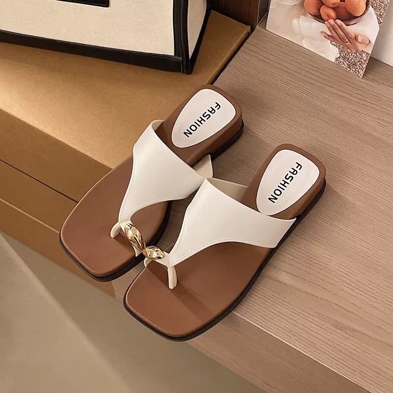 Metallic Accent Thong Flat Waterproof Sandal TA