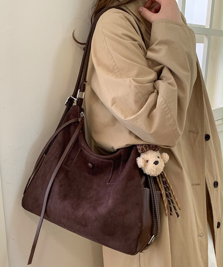 Premium Suede Leather Shoulder Tote Bag