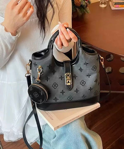 Women’s Vintage Printed Bucket Bag with Mini Coin Purse