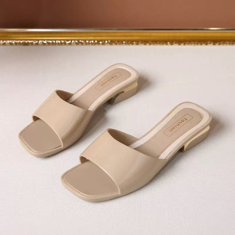 Elegant Low-Heel Slip-On Sandals for Women